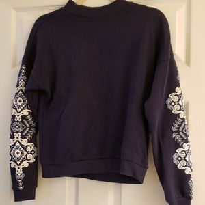 H&M Navy Sweatshirt with Sleeve Design